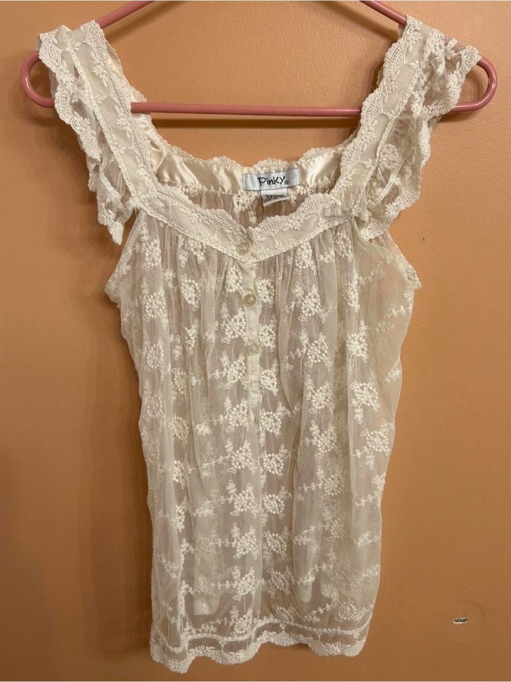 Pinky Ivory Floral Lace Camisole